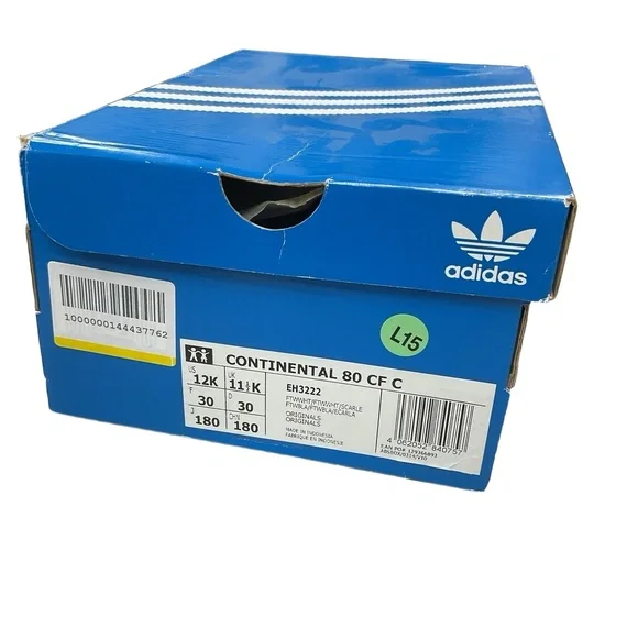 NWT Adidas Kids Continental 80 Sneakers US 12K White Retro Velcro Ortholite - Picture 9 of 9
